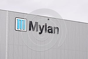 Bordeaux , Aquitaine / France - 10 02 2019 : mylan sign logo global generic and specialty pharmaceuticals company