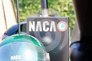 Naca logo brand and text sign motorcycle helmet classic black vintage for retro