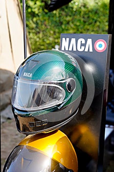 Naca motorcycle helmet french text sign and brand logo motorbike