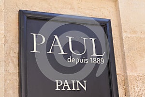 Bordeaux , Aquitaine / France - 05 05 2020 : paul shop sign and logo on bakery french store