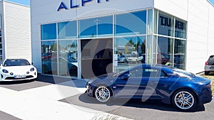 Bordeaux , Aquitaine / France - 06 01 2020 : Renault dealership of supercar Alpine A110 sports car