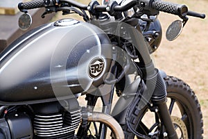Royal Enfield meteor 350 logo brand and text sign on custom paint Indian motorbike