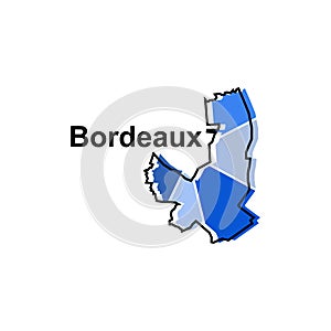 Bordeaux City Map Vector isolated illustration of simplified administrative, map of France Country design template