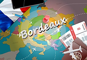 Bordeaux city travel and tourism destination concept. France fla