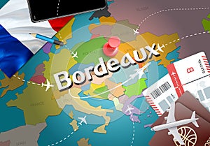 Bordeaux city travel and tourism destination concept. France fla