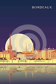 Bordeaux city vector retro poster