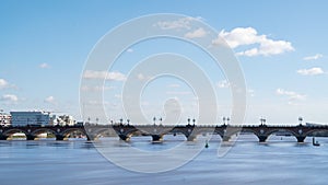 Bordeaux, France, Timelapse - The Pont de Pierre in Bordeaux during the day