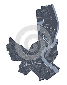 Bordeaux map. Detailed map of Bordeaux city poster with streets. Cityscape vector