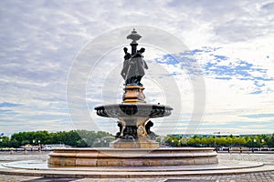 Bordeaux Place de la Bourse famous fountain square three graces in Bordeaux city center France