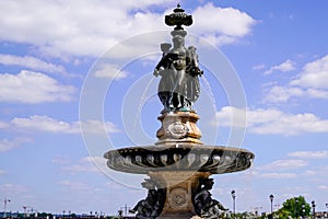 Bordeaux Place de la Bourse famous square with fountain three graces in Bordeaux city center France