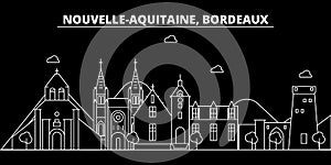 Bordeaux silhouette skyline. France - Bordeaux vector city, french linear architecture, buildings. Bordeaux travel