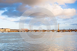 Bordeaux, the Stone bridge on the Garonne River, France