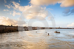 Bordeaux, view from the Stone bridge on the Garonne River, Franc