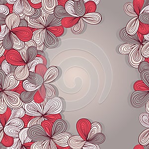 Border with abstract hand-drawn floral pattern