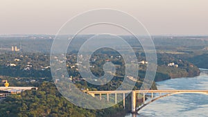 Border between Brazil and Paraguay and connects Foz do Iguacu to Ciudad del Este. Ponte da Amizade in Foz