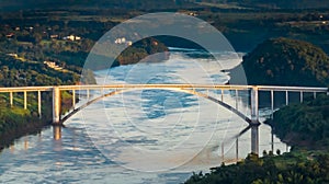 Border between Brazil and Paraguay and connects Foz do Iguacu to Ciudad del Este. Ponte da Amizade in Foz photo