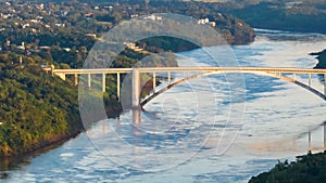 Border between Brazil and Paraguay and connects Foz do Iguacu to Ciudad del Este. Ponte da Amizade in Foz photo