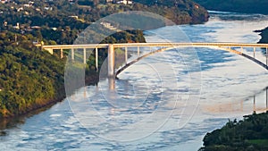 Border between Brazil and Paraguay and connects Foz do Iguacu to Ciudad del Este. Ponte da Amizade in Foz photo