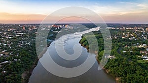 Border between Brazil and Paraguay and connects Foz do Iguacu to Ciudad del Este. Ponte da Amizade in Foz photo