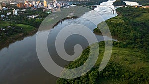 Border between Brazil and Paraguay and connects Foz do Iguacu to Ciudad del Este. Ponte da Amizade in Foz photo