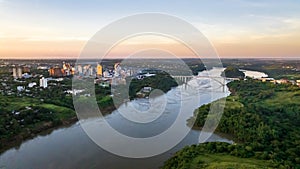 Border between Brazil and Paraguay and connects Foz do Iguacu to Ciudad del Este. Ponte da Amizade in Foz photo