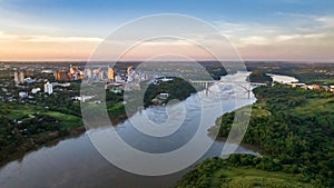 Border between Brazil and Paraguay and connects Foz do Iguacu to Ciudad del Este. Ponte da Amizade in Foz photo