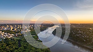 Border between Brazil and Paraguay and connects Foz do Iguacu to Ciudad del Este. Ponte da Amizade in Foz photo