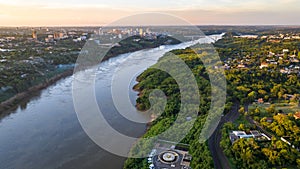 Border between Brazil and Paraguay and connects Foz do Iguacu to Ciudad del Este. Ponte da Amizade in Foz photo