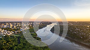 Border between Brazil and Paraguay and connects Foz do Iguacu to Ciudad del Este. Ponte da Amizade in Foz photo