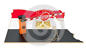Border close in Egypt. Customs and border protection concept. 3D rendering