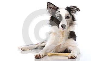 Border collie dog with bone