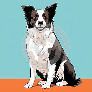 Border Collie Dog Vector Illustration In Graphic Novel Style