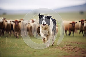 a border collie herding sheep