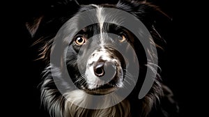 border collie portrait on black  Generative AI