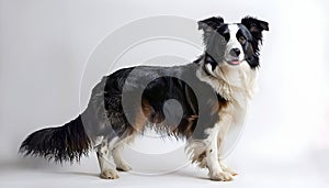 Border Collie on White Background -Generative ai