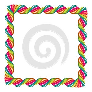 Border of colorful twisted lollipop candy. vector