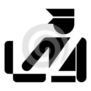 Border control concept Customs officer check baggage Detailed luggage control Baggage control sign icon black color vector