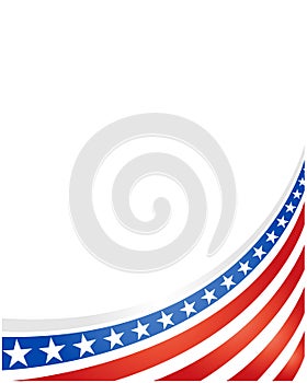 American abstract flag wave corner banner border.