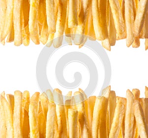 Border of crisp golden French Fries photo