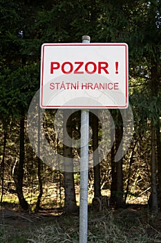 Border crossing on borderline and frontier of Czech Republic / Czechia