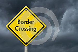 Border Crossing Road Sign photo