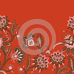 Border with embroidered Indian elements. Vector.