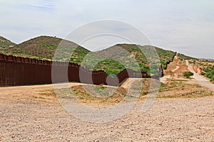 Border Fence Separating the US from Mexico Near Nogales, Arizona