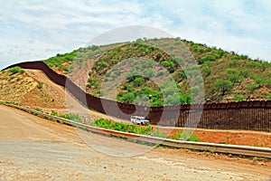 Border Fence Separating the US from Mexico Near Nogales, Arizona