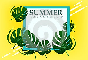 A border frame design decorated with palm leaves and copy space., Vector illustration