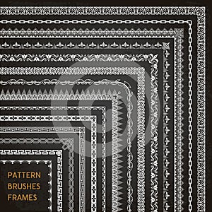 Border frame line pattern brushes corners 1 vector