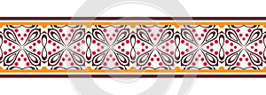 Border line seamless background. Decorative design seamless ornamental mosaic border pattern. Islamic, indian, arabic motifs.