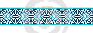 Border line seamless background. Decorative design seamless ornamental mosaic border pattern. Islamic, indian, arabic motifs.