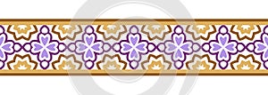 Border line seamless background. Decorative design seamless ornamental mosaic border pattern. Islamic, indian, arabic motifs.