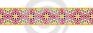 Border line seamless background. Decorative design seamless ornamental mosaic border pattern. Islamic, indian, arabic motifs.